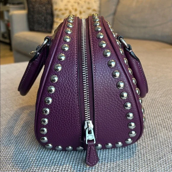 Coach Sydney Satchel with Rivets in Deep Berry - Picture 7 of 12